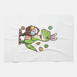 Kids Easter Dinosaur Trex Egg Hunting Boys Kids To Tea Towel