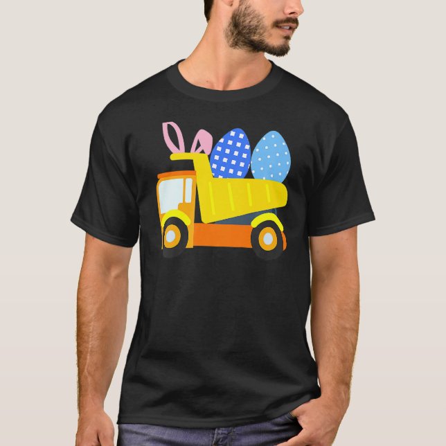 Kids Easter Egg Construction Truck Bunny Toddler B T-Shirt (Front)