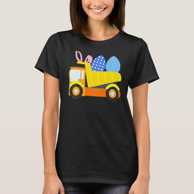 Kids Easter Egg Construction Truck Bunny Toddler B T-Shirt (Front)