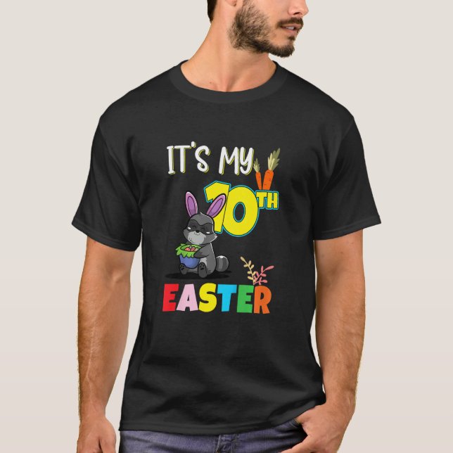 Kids Easter Egg Hunt 10th Birthday Cute Easter Rac T-Shirt (Front)