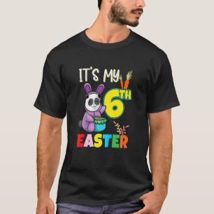 Kids Easter Egg Hunt 6th Birthday Cute Easter Pand T-Shirt