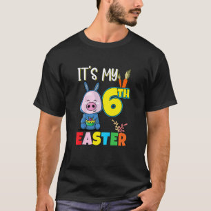 Kids Easter Egg Hunt 6th Birthday Cute Easter Pig T-Shirt