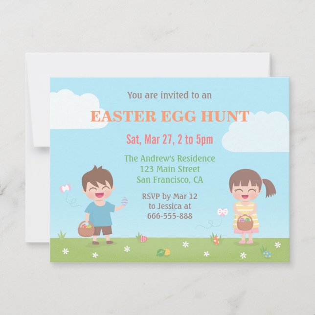 Kids Easter Egg Hunt Party Invitations (Front)