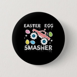 Kids Easter Egg Smasher Monster Truck Toddler Boys 6 Cm Round Badge