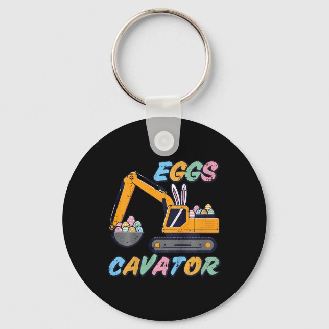 Kids Easter Excavator Eggs Cavator Construction Bo Key Ring (Front)