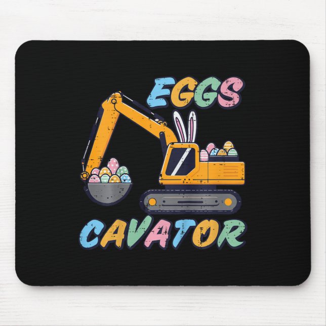 Kids Easter Excavator Eggs Cavator Construction Bo Mouse Mat (Front)