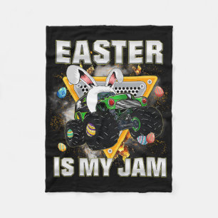 Kids Easter Is My Jam Monster Truck Bunny Boys Tod Fleece Blanket