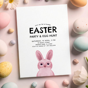 Kids Easter Party with pink bunny wearing glasses Invitation