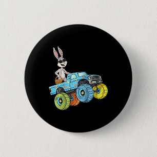 Kids Easter Rabbit Riding Monster Truck Fun Boys G 6 Cm Round Badge