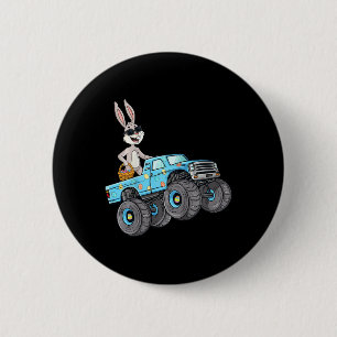 Kids Easter Rabbit Riding Monster Truck Fun Boys G 6 Cm Round Badge