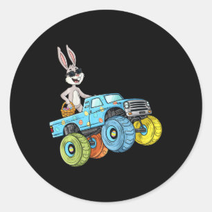 Kids Easter Rabbit Riding Monster Truck Fun Boys G Classic Round Sticker