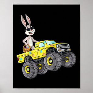 Kids Easter Rabbit Riding Monster Truck Fun Boys G Poster