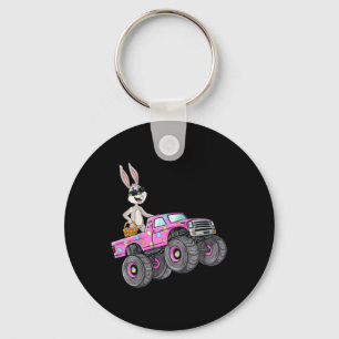 Kids Easter Rabbit Riding Monster Truck Fun Girls  Key Ring
