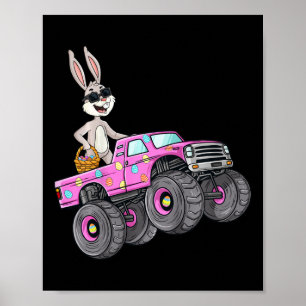 Kids Easter Rabbit Riding Monster Truck Fun Girls  Poster