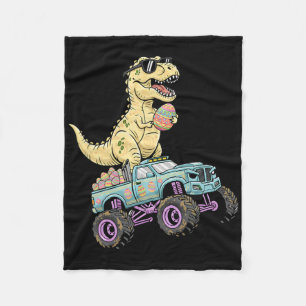 Kids Easter T Rex Monster Truck Dino Graphic  Fleece Blanket