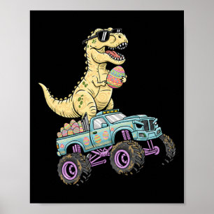 Kids Easter T Rex Monster Truck Dino Graphic  Poster