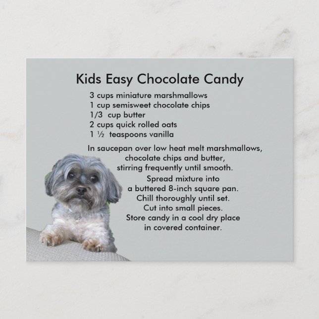 Kids Easy Chocolate Candy Recipe Postcard (Front)