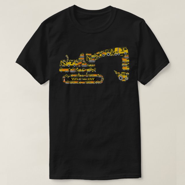 Kids Ecavator Construction Trucks  T-Shirt (Design Front)