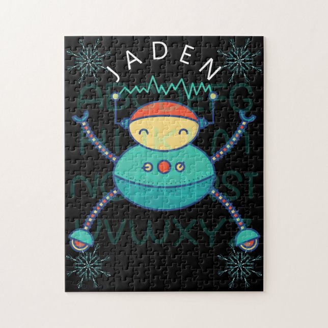 Kids Educational ABC Alphabet Robot Snowflake  Jigsaw Puzzle (Vertical)