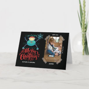 Kids Educational ABC Robot DIY Christmas Photo Card