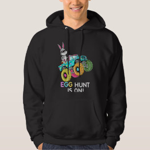 Kids Egg Hunt Is On Tractor Easter Bunny Eggs Boys Hoodie