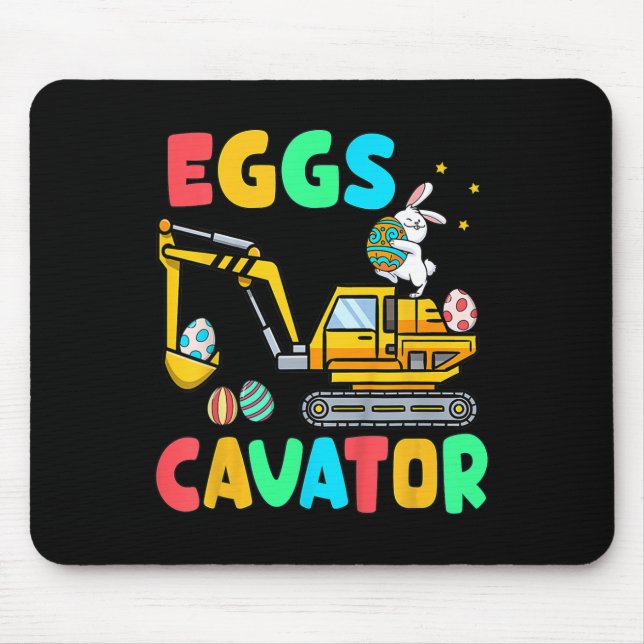 Kids Eggscavator Funny Easter Excavator Egg Huntin Mouse Mat (Front)