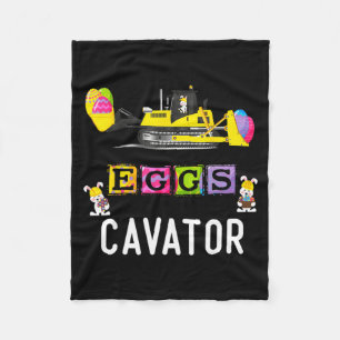 Kids Eggscavator Happy Easter Funny Excavator Hunt Fleece Blanket