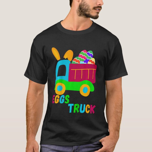 Kids Eggstruck Happy Easter Funny truck Hunting Eg T-Shirt (Front)