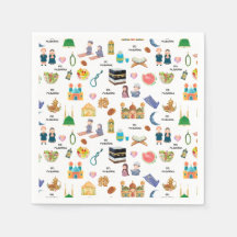 Kids Eid Mubarak Napkins –Colourful Islamic Design