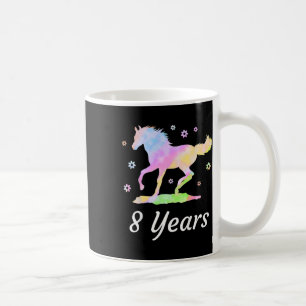 Kids Eight Years 8th Birthday Horse Ride Rainbow H Coffee Mug