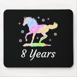 Kids Eight Years 8th Birthday Horse Ride Rainbow H Mouse Mat