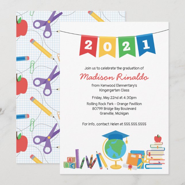 Kids Elementary Graduation Celebration  Invitation (Front/Back)