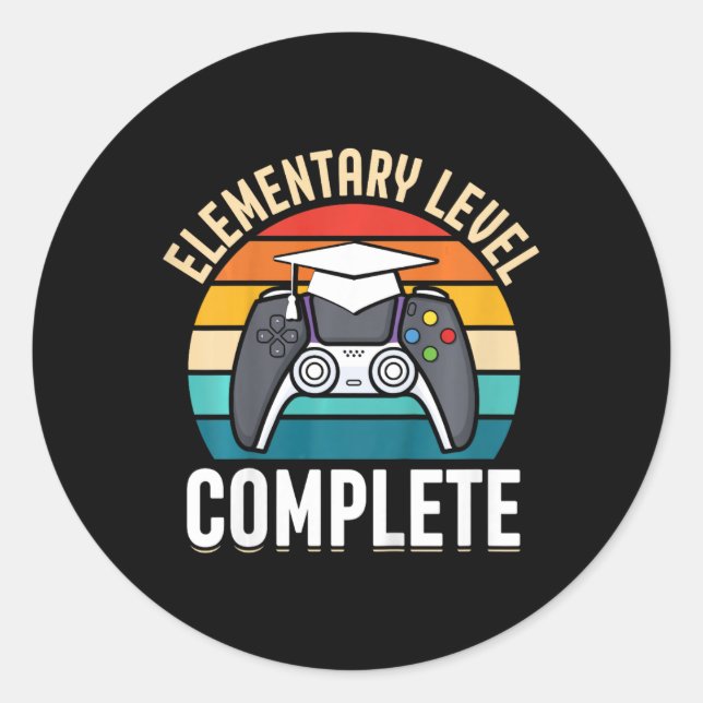 Kids Elementary Level Complete Gamer Class Of 2024 Classic Round Sticker (Front)