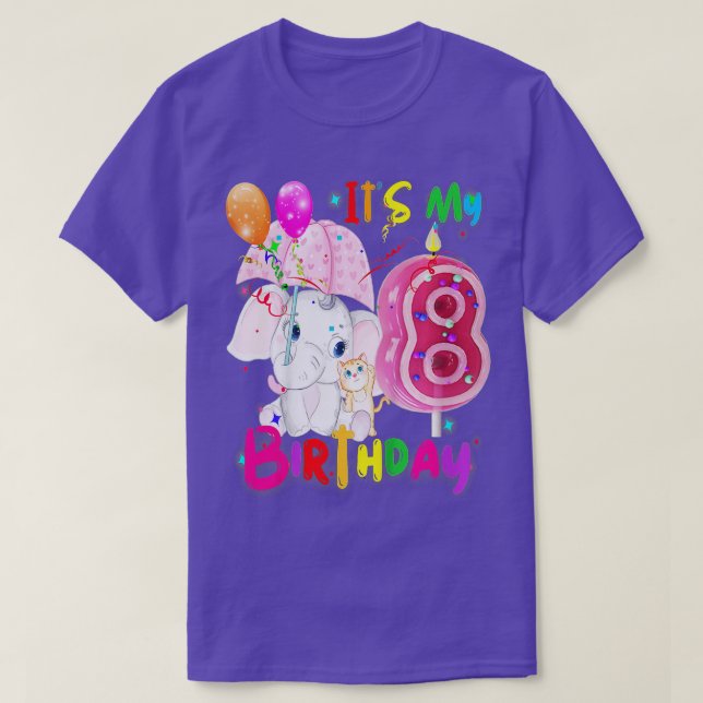 Kids Elephant Birthday Its My 9th Birthday Girls E T-Shirt (Design Front)