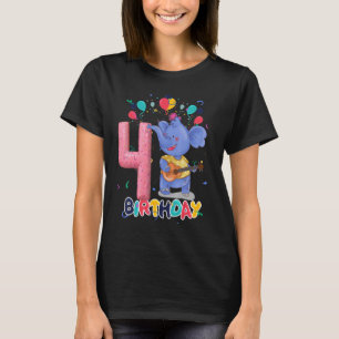 Kids Elephant Birthday Party 4 Year Old Boy 4th El T-Shirt