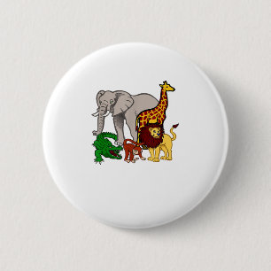 Kids Elephant Giraffe Boys Girls Lion Zoo Alligat 6 Cm Round Badge