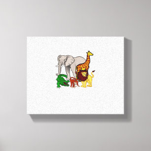 Kids Elephant Giraffe Boys Girls Lion Zoo Alligat Canvas Print