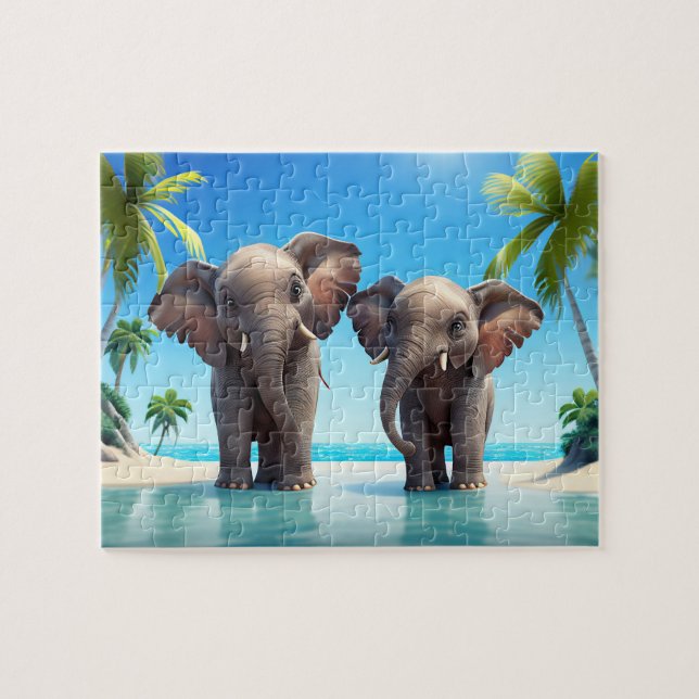 Kids Elephants Jigsaw Puzzle - Tropical (Horizontal)