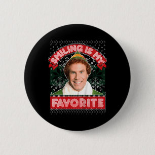 Kids Elf Buddy Smiling Is My Favourite Christmas 6 Cm Round Badge