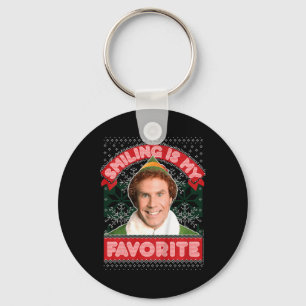 Kids Elf Buddy Smiling Is My Favourite Christmas Key Ring