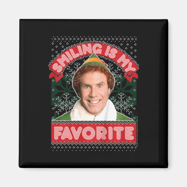 Kids Elf Buddy Smiling Is My Favourite Christmas  Magnet (Front)