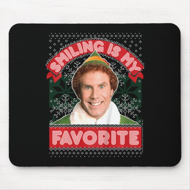 Kids Elf Buddy Smiling Is My Favourite Christmas  Mouse Mat (Front)