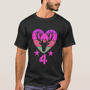 Kids Elk Birthday 4 Year Old Boy Girl Deer 4th Bir T-Shirt