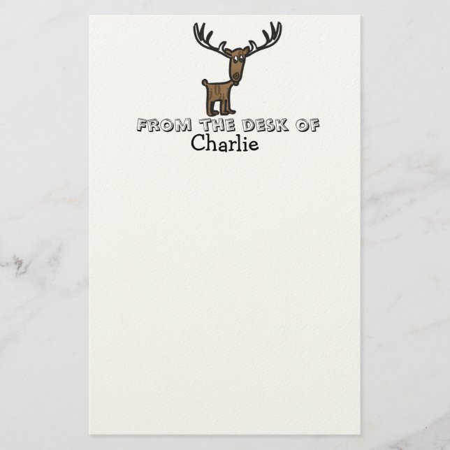 Kids elk personalised stationary stationery (Front)