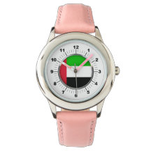 Kid's Emirates Flag Pink Leather Strap Watch