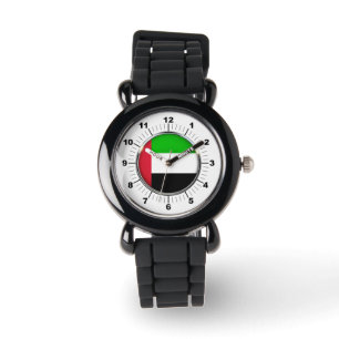 Kid's Emirates Flag Silver Glitter Strap Watch