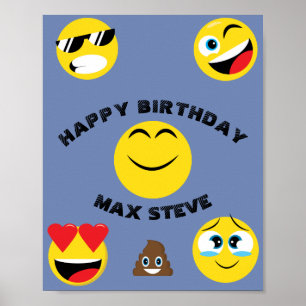 Kids Emoji Happy Birthday Poster