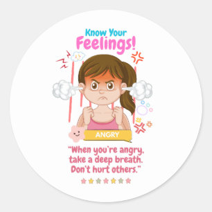 Kids Emotion Featuring Angry Classic Round Sticker