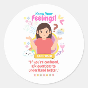 Kids Emotion Featuring Confused Classic Round Sticker