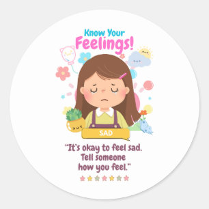 Kids Emotion Featuring Sad Classic Round Sticker